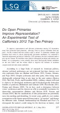 Cover page: Do Open Primaries Improve Representation? An Experimental Test of California's 2012 Top‐Two Primary