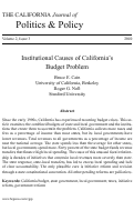Cover page: Institutional Causes of California's Budget Problem