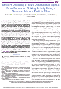 Cover page: Efficient Decoding of Multi-Dimensional Signals From Population Spiking Activity Using a Gaussian Mixture Particle Filter.