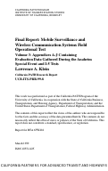 Cover page: Final Report: Mobile Surveillance and Wireless Communication Systems Field Operational Test Volume 3: Appendices A-J Containing Evaluation Data Gathered During the Anaheim Special Event and I-5 Tests