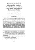 Cover page: Broadening the Scope of Environmental Standing: Procedural and Informational Injury-in-Fact after <em>Lujan v. Defenders of Wildlife</em>