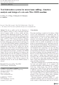 Cover page: Tool fabrication system for micro/nano milling—function analysis and design of a six-axis Wire EDM machine