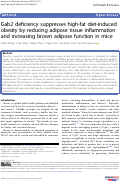 Cover page: Gab2 deficiency suppresses high-fat diet-induced obesity by reducing adipose tissue inflammation and increasing brown adipose function in mice.