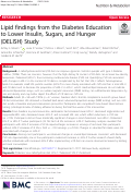 Cover page: Lipid findings from the Diabetes Education to Lower Insulin, Sugars, and Hunger (DELISH) Study