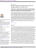 Cover page: Measuring health related quality of life for dengue patients in Iquitos, Peru