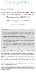 Cover page: County‐Level Recreational Marijuana Policies and Local Policy Changes in Colorado and Washington State (2012‐2019)