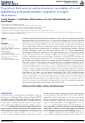 Cover page: Cognitive, behavioral, and autonomic correlates of mind wandering and perseverative cognition in major depression