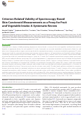 Cover page: Criterion-Related Validity of Spectroscopy-Based Skin Carotenoid Measurements as a Proxy for Fruit and Vegetable Intake: A Systematic Review