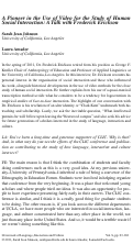 Cover page: A Pioneer in the Use of Video for the Study of Human Social Interaction: A Talk with Frederick Erickson