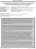 Cover page: Acute Pulmonary Embolism in Emergency Department Patients Despite Therapeutic Anticoagulation