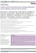 Cover page: Cognitive and functional performance and plasma biomarkers of early Alzheimer's disease in Down syndrome