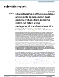 Cover page: Characterization of the microbiome and volatile compounds in anal gland secretions from domestic cats (Felis catus) using metagenomics and metabolomics