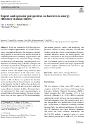 Cover page: Expert and operator perspectives on barriers to energy efficiency in data centers