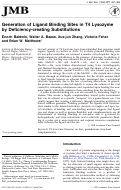 Cover page: Generation of ligand binding sites in T4 lysozyme by deficiency-creating substitutions11Edited by P. E. Wright