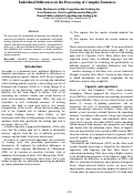 Cover page: Individual Differences in the Processing of Complex Sentences