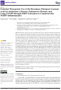 Cover page: Potential Therapeutic Use of the Rosemary Diterpene Carnosic Acid for Alzheimer’s Disease, Parkinson’s Disease, and Long-COVID through NRF2 Activation to Counteract the NLRP3 Inflammasome