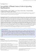 Cover page: Susceptibility of Primary Sensory Cortex to Spreading Depolarizations