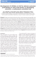 Cover page: Development of children at risk for adverse outcomes participating in early intervention in developing countries: a randomized controlled trial