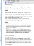 Cover page: Risk factors for severity of depression in participants with chronic medical conditions in rural primary health care settings in India.