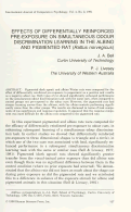 Cover page: Effects of Differentially Reinforced Pre-Exposure on Simultaneous Odour Discrimination Learning in the Albino and Pigmented Rat (      <em>Rattus norvegicus</em>      )