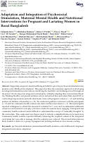 Cover page: Adaptation and Integration of Psychosocial Stimulation, Maternal Mental Health and Nutritional Interventions for Pregnant and Lactating Women in Rural Bangladesh