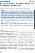 Cover page: Maternal Condition Does Not Influence Birth Sex Ratios in Anubis Baboons (Papio anubis)