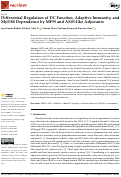 Cover page: Differential Regulation of DC Function, Adaptive Immunity, and MyD88 Dependence by Two Squalene Emulsion-Based Vaccine Adjuvants.