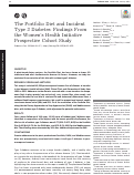 Cover page: The Portfolio Diet and Incident Type 2 Diabetes: Findings From the Womens Health Initiative Prospective Cohort Study.