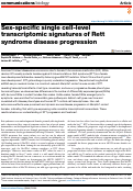 Cover page: Sex-specific single cell-level transcriptomic signatures of Rett syndrome disease progression