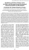 Cover page: Incidence of Citrus tristeza virus in Chile and Biological and Serological Characterization of 100 Isolates