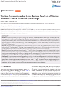 Cover page of Testing Assumptions for Stable Isotope Analysis of Marine Mammal Dentin Growth Layer Groups.