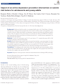 Cover page: Impact of an online depression prevention intervention on suicide risk factors for adolescents and young adults