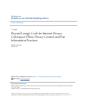 Cover page: Beyond Lessig's Code for Internet Privacy: Cyberspace Filters, Privacy Control and Fair Information Practices