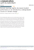 Cover page: Remote learning slightly decreased student performance in an introductory undergraduate course on climate change