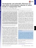 Cover page: Thermodynamic and achievable efficiencies for solar-driven electrochemical reduction of carbon dioxide to transportation fuels