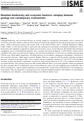 Cover page: Mountain biodiversity and ecosystem functions: interplay between geology and contemporary environments