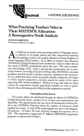 Cover page: What Practicing Teachers Value in Their MATESOL Education: A Retrospective Needs Analysis