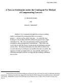 Cover page: A Note on Settlements under the Contingent Fee Method of Compensating Lawyers