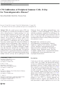 Cover page: CNS Infiltration of Peripheral Immune Cells: D-Day for Neurodegenerative Disease?