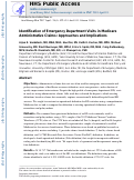 Cover page: Identification of Emergency Department Visits in Medicare Administrative Claims: Approaches and Implications