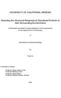Cover page: Decoding the Structural Response of Disordered Proteins to their Surrounding Environments