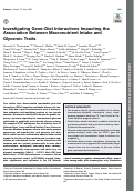 Cover page: Investigating Gene-Diet Interactions Impacting the Association Between Macronutrient Intake and Glycemic Traits.