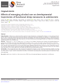 Cover page: Effects of emerging alcohol use on developmental trajectories of functional sleep measures in adolescents