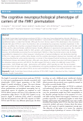 Cover page: The cognitive neuropsychological phenotype of carriers of the FMR1 premutation.