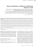 Cover page: Genetic Contributions to Maternal and Neonatal Vitamin D Levels