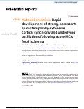 Cover page: Author Correction: Rapid development of strong, persistent, spatiotemporally extensive cortical synchrony and underlying oscillations following acute MCA focal ischemia