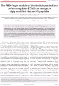 Cover page: The PHD-finger module of the Arabidopsis thaliana defense regulator EDM2 can recognize triply modified histone H3 peptides