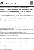 Cover page: Reactive, Agentic, Apathetic, or Challenged? Aging, Emotion, and Coping During the COVID-19 Pandemic.