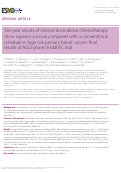 Cover page: Ten-year results of intense dose-dense chemotherapy show superior survival compared with a conventional schedule in high-risk primary breast cancer: final results of AGO phase III iddEPC trial