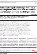 Cover page: Crimean Congo hemorrhagic fever virus nucleoprotein and GP38 subunit vaccine combination prevents morbidity in mice.